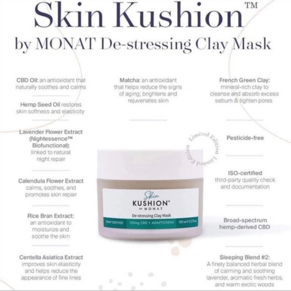 New Monat Skin Kushion De-stressing Clay Mask 3.3 fl Oz - Picture 3 of 4